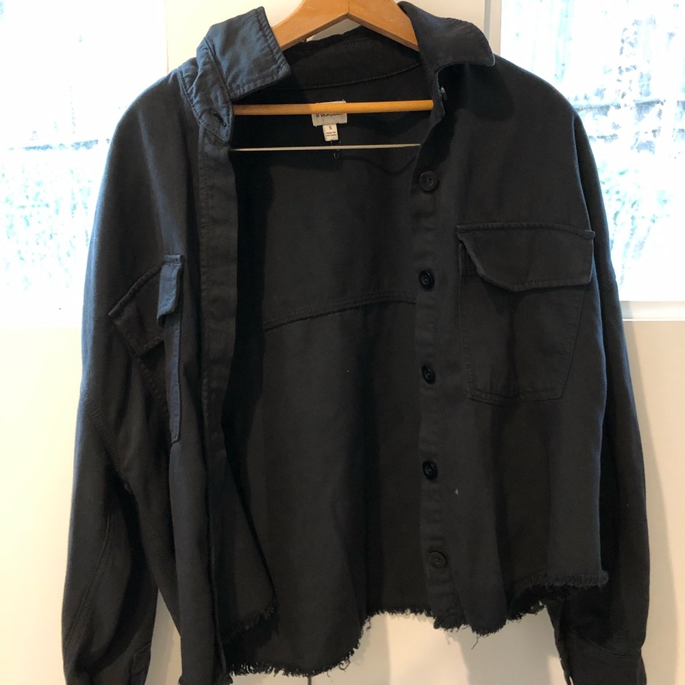 black jacket (not denim, softer material)